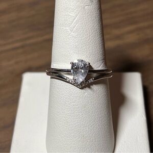 Delicate 925 CZ Ring Set Size 8
